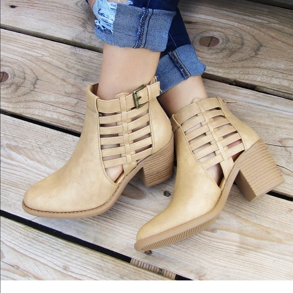 Caged Ankle Boots With Buckle - Picture 2 of 8